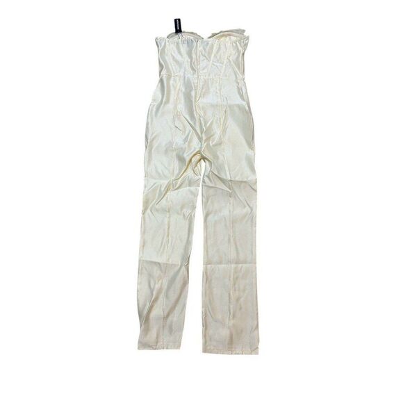 NEW PLT Women Glam Organza Cup Detail Corset Satin Bandeau Jumpsuit Yellow Chic - Picture 8 of 12